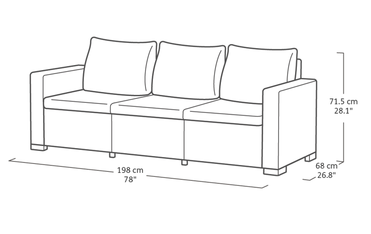 California 3 Seater Sofa - Grey